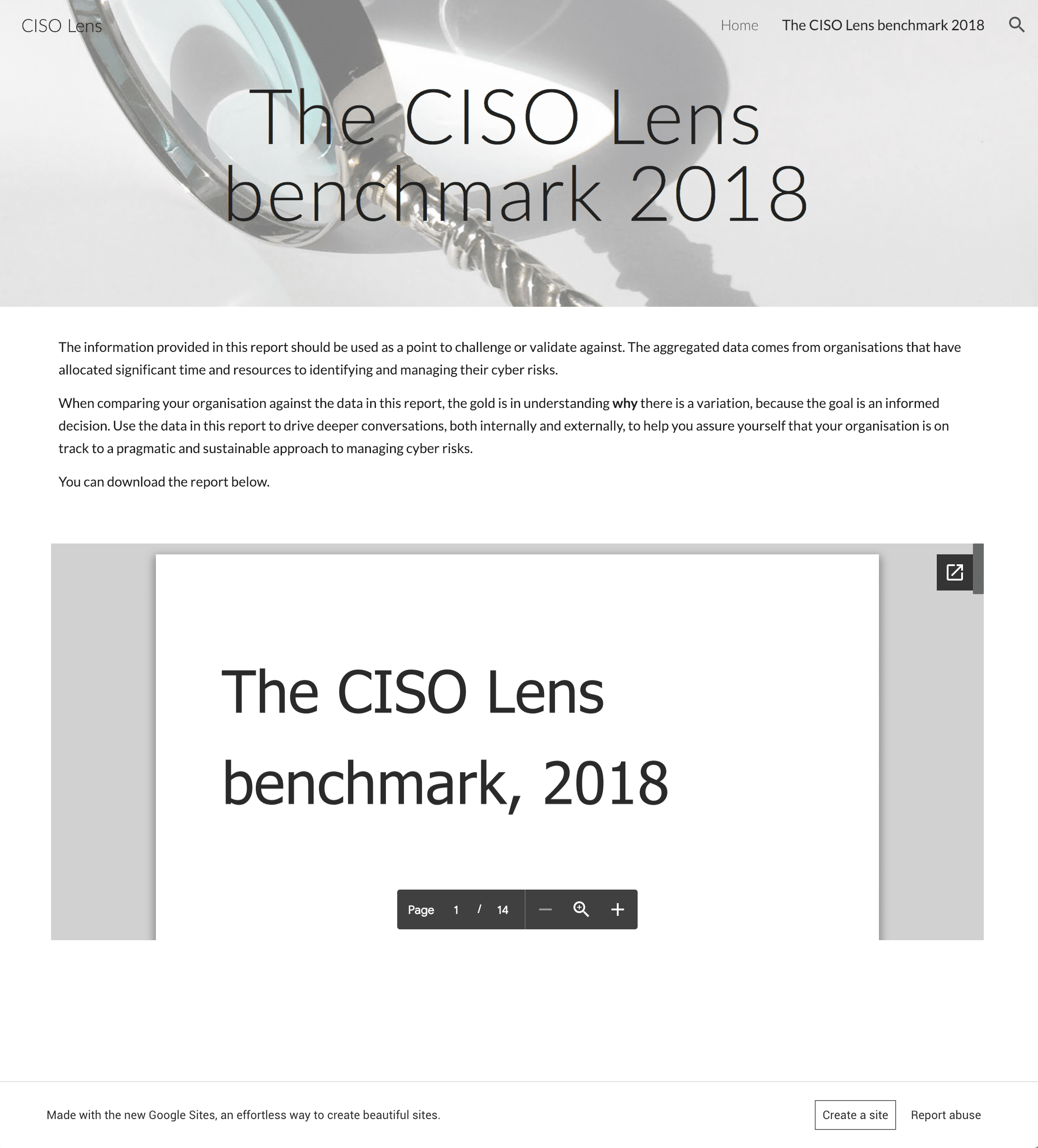 The CISO Lens Benchmark, 2018