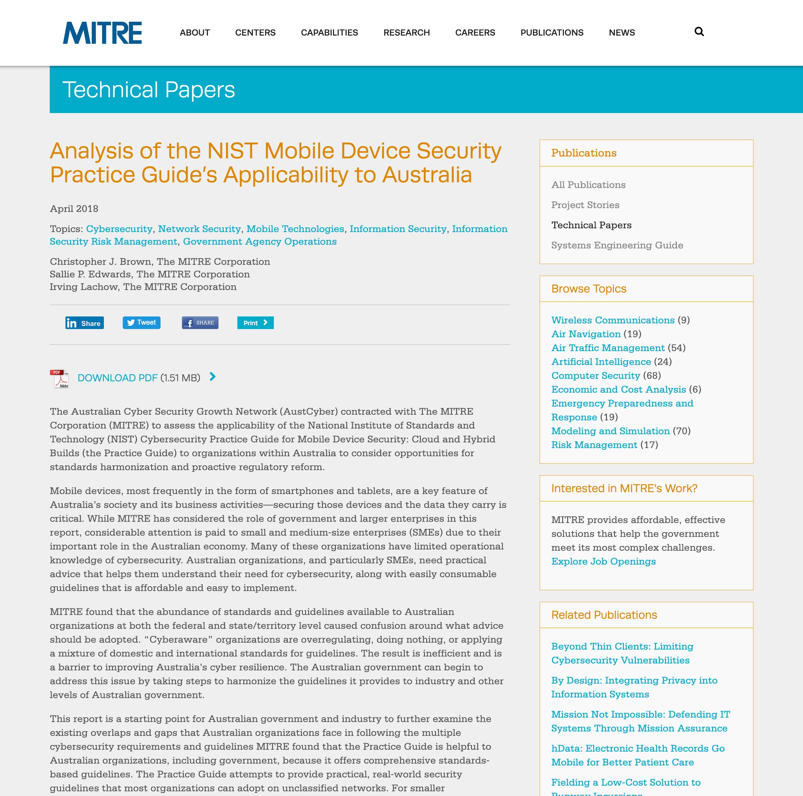 MITRE: Analysis of the NIST Mobile Device Security