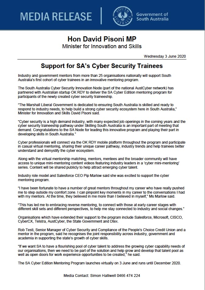 Support for SA's Cyber Security Trainees PDF Resource