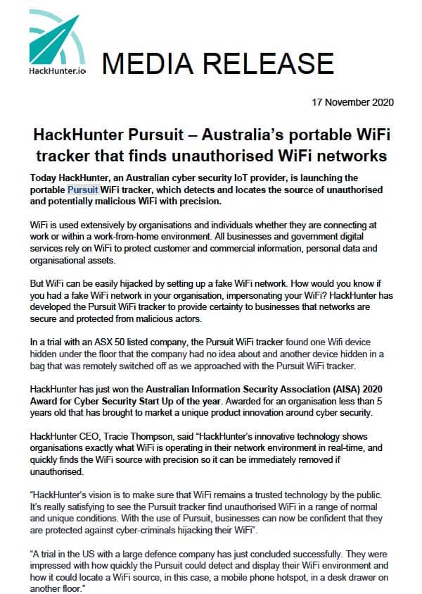 HackHunter Pursuit - Australia's portable WiFi tracker